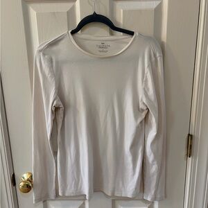 Talbots 100% Pima Cotton Long Sleeve Tee Cream Ivory Size M Soft Classic Top